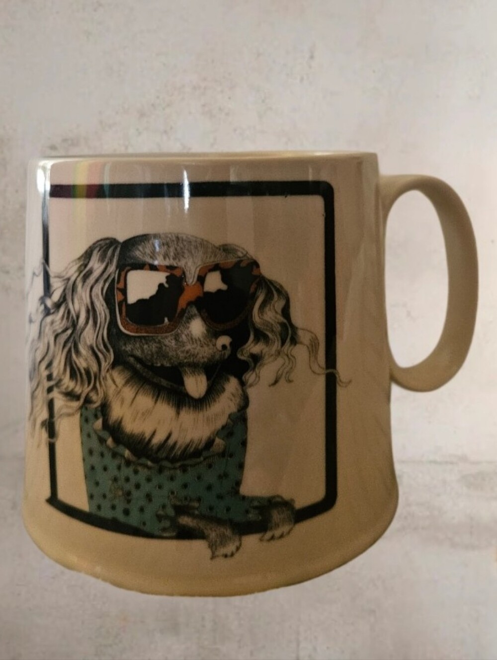 Anthropologie Mug Florence Balducci D Monogram Whimsical Dog Stoneware 20oz